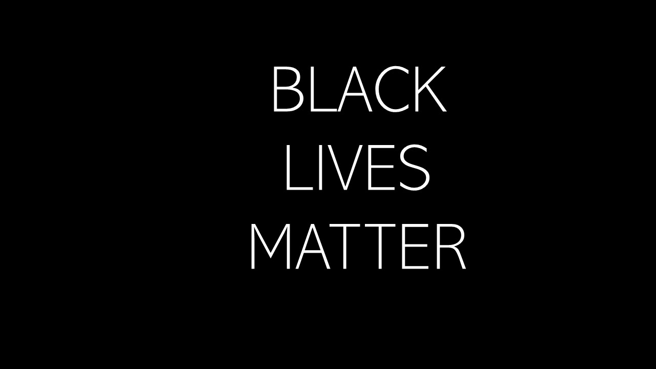 Black Lives Matter in white on black background.