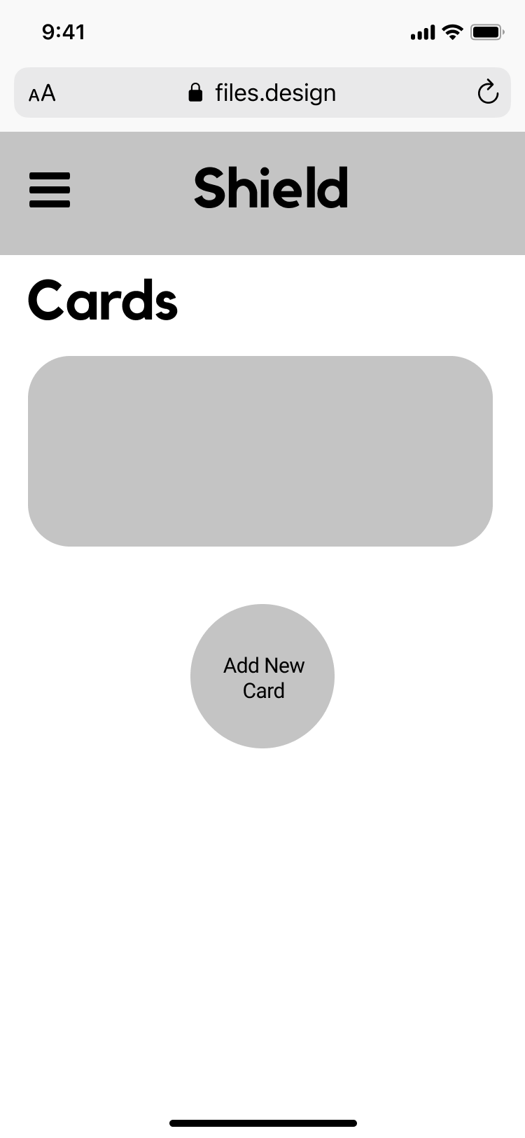 Greyscale wireframe of the home page
