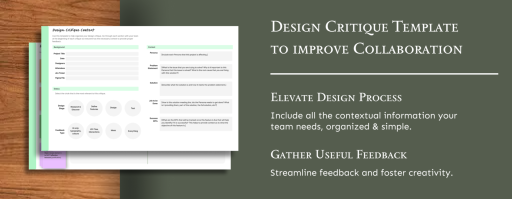Design Critique Template to improve Collaboration, click to download